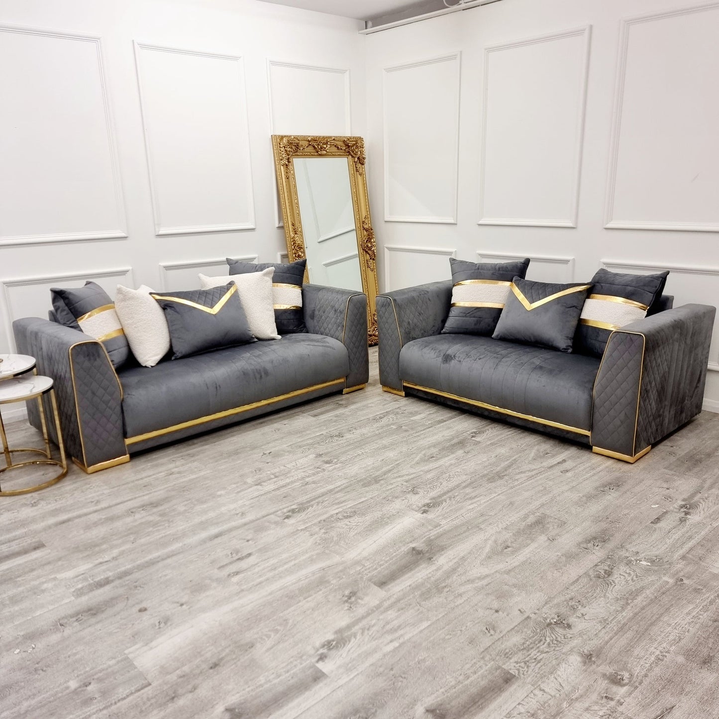 Empire 3 & 2 Seater Gold Sofa Set