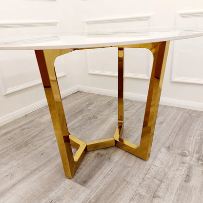 Lucia Gold 1.2 Round Dining Table with Sintered Stone Top