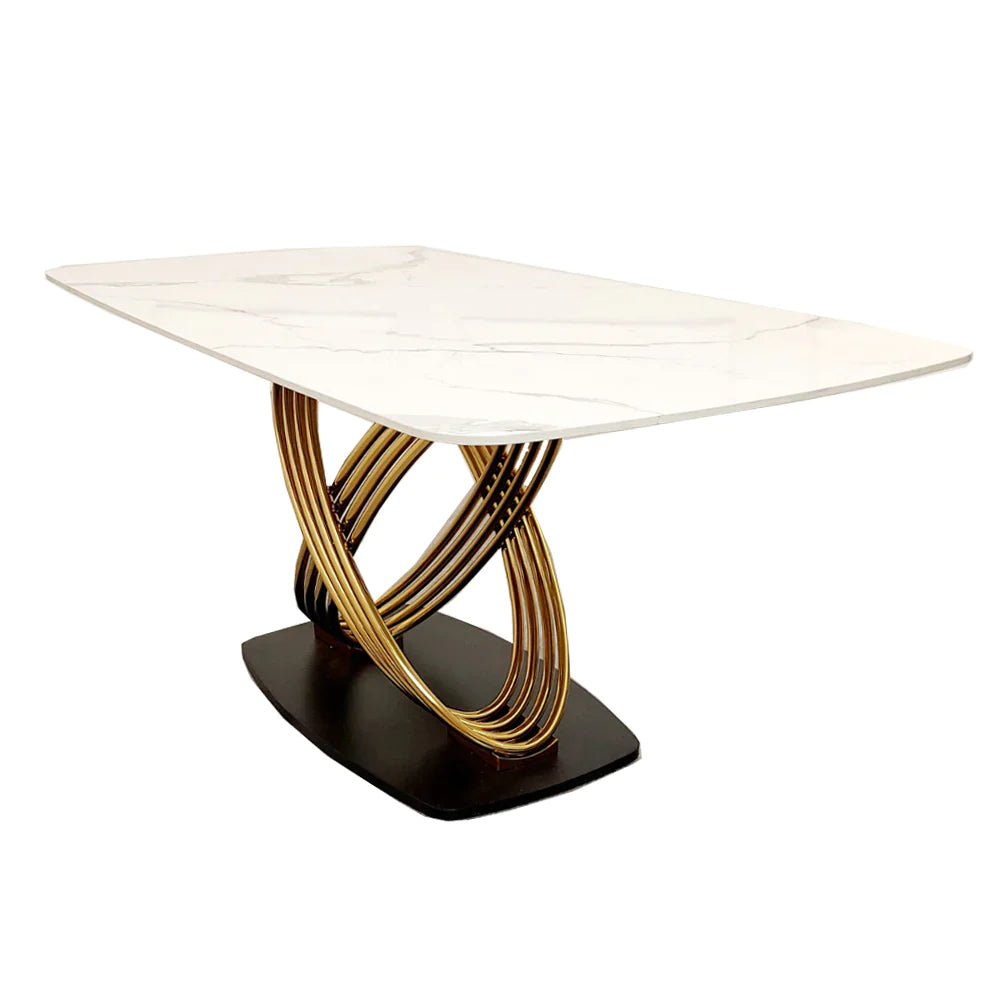 Otto Gold 1.8 Dining Table with Polar White Sintered Stone Top