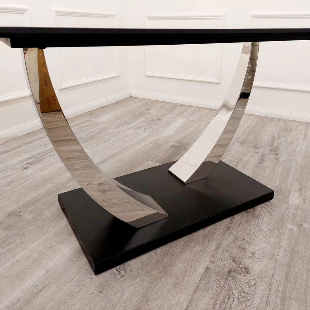 Viva 1.6 Chrome Dining Table with Black Sintered Stone Top