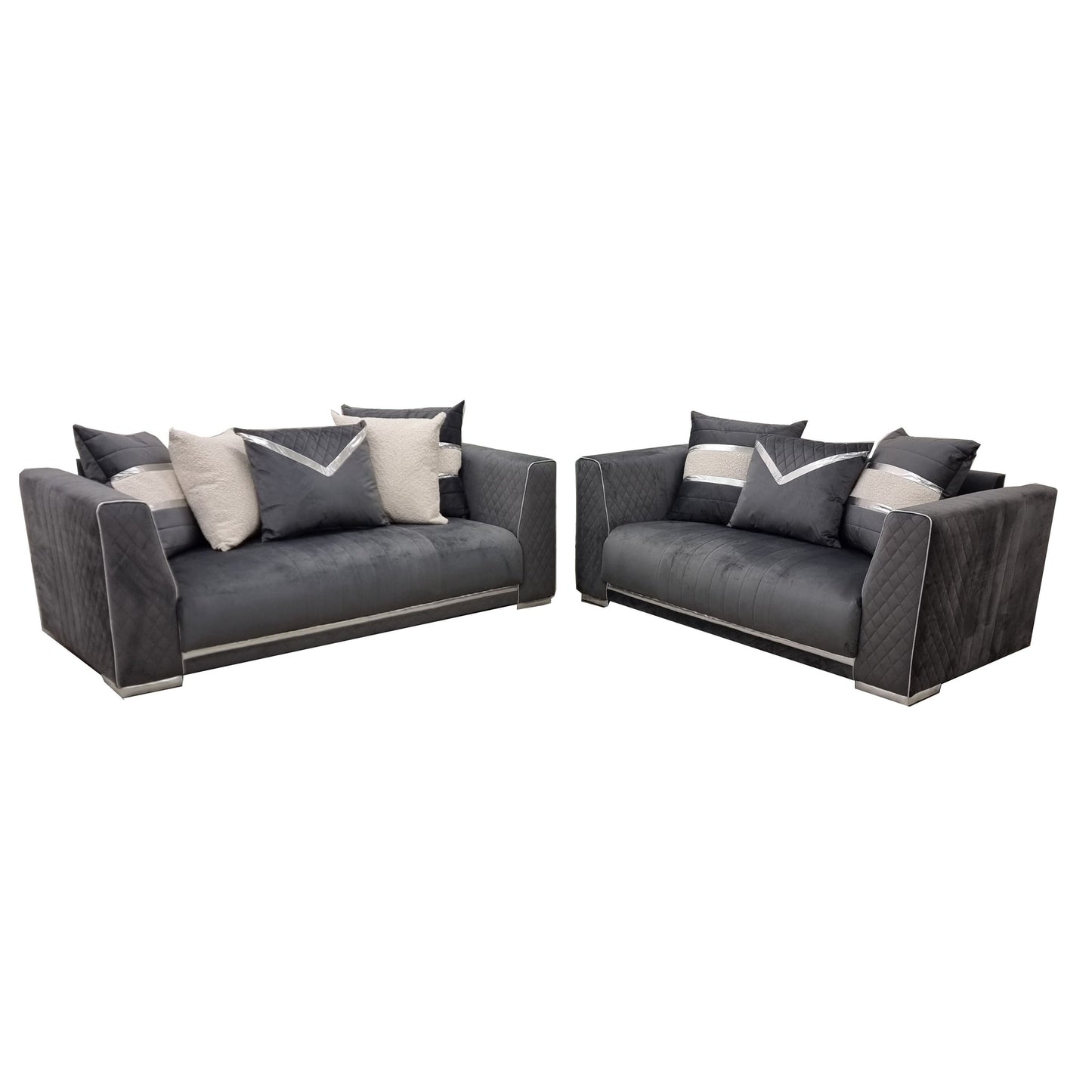 Empire 3 & 2 Seater Chrome Sofa Set