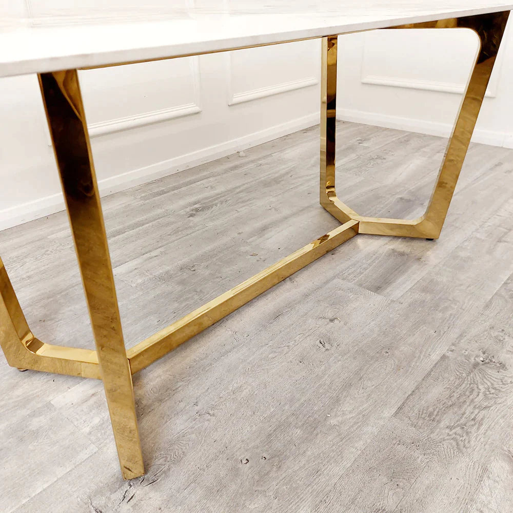 Lucia 1.8 Gold Dining Table with Pandora Gold Sintered Stone Top