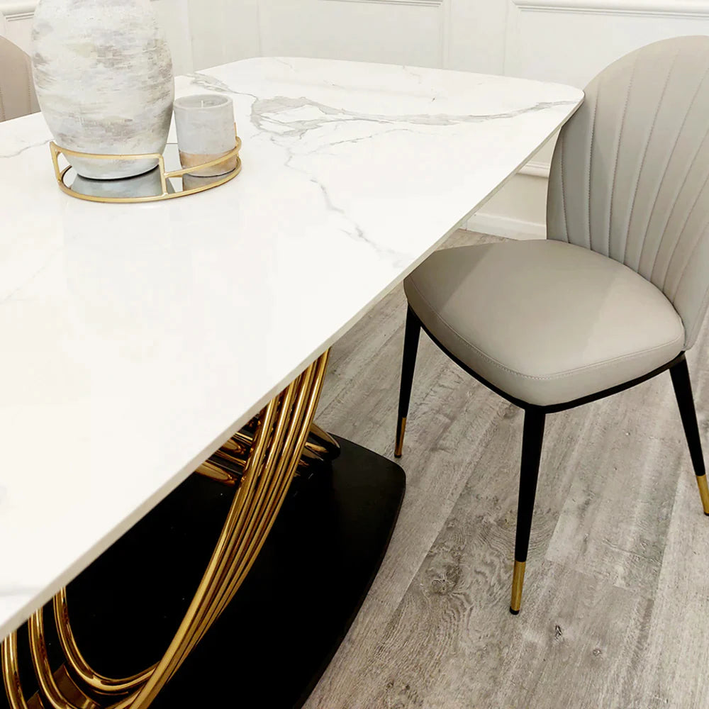 Otto Gold 1.8 Dining Table with Polar White Sintered Stone Top