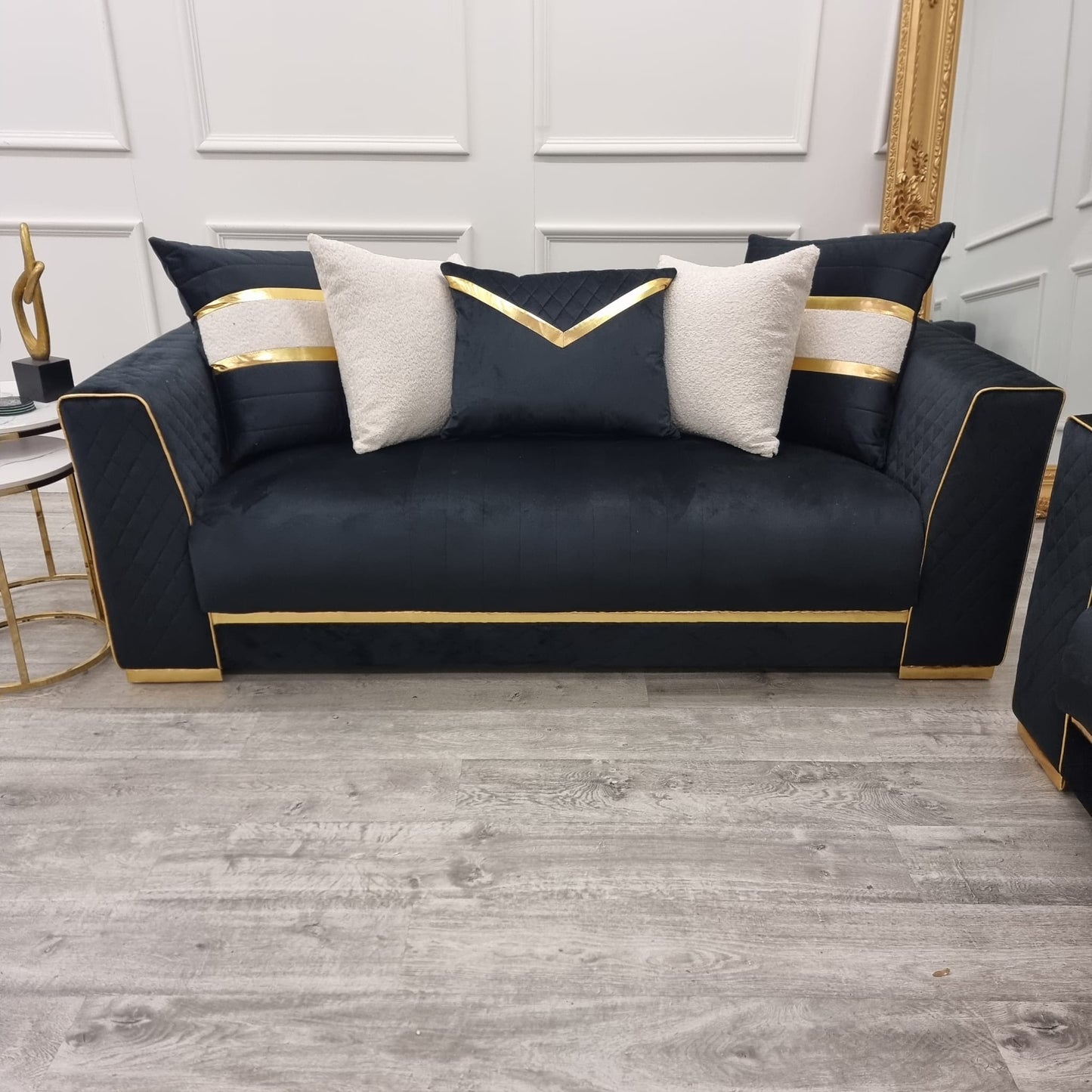 Empire 3 & 2 Seater Gold Sofa Set