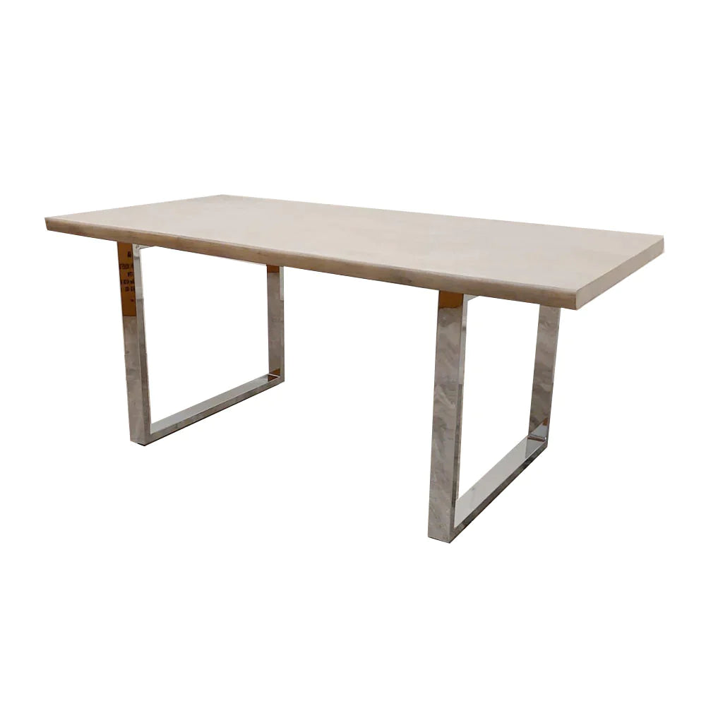 Fretta 1.8 Dining Table Solid Light Pine wood with Chrome Metal Legs