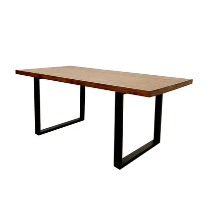 Fretta 1.8 Dining Table Solid Dark Pine wood with Matt Black Metal Legs