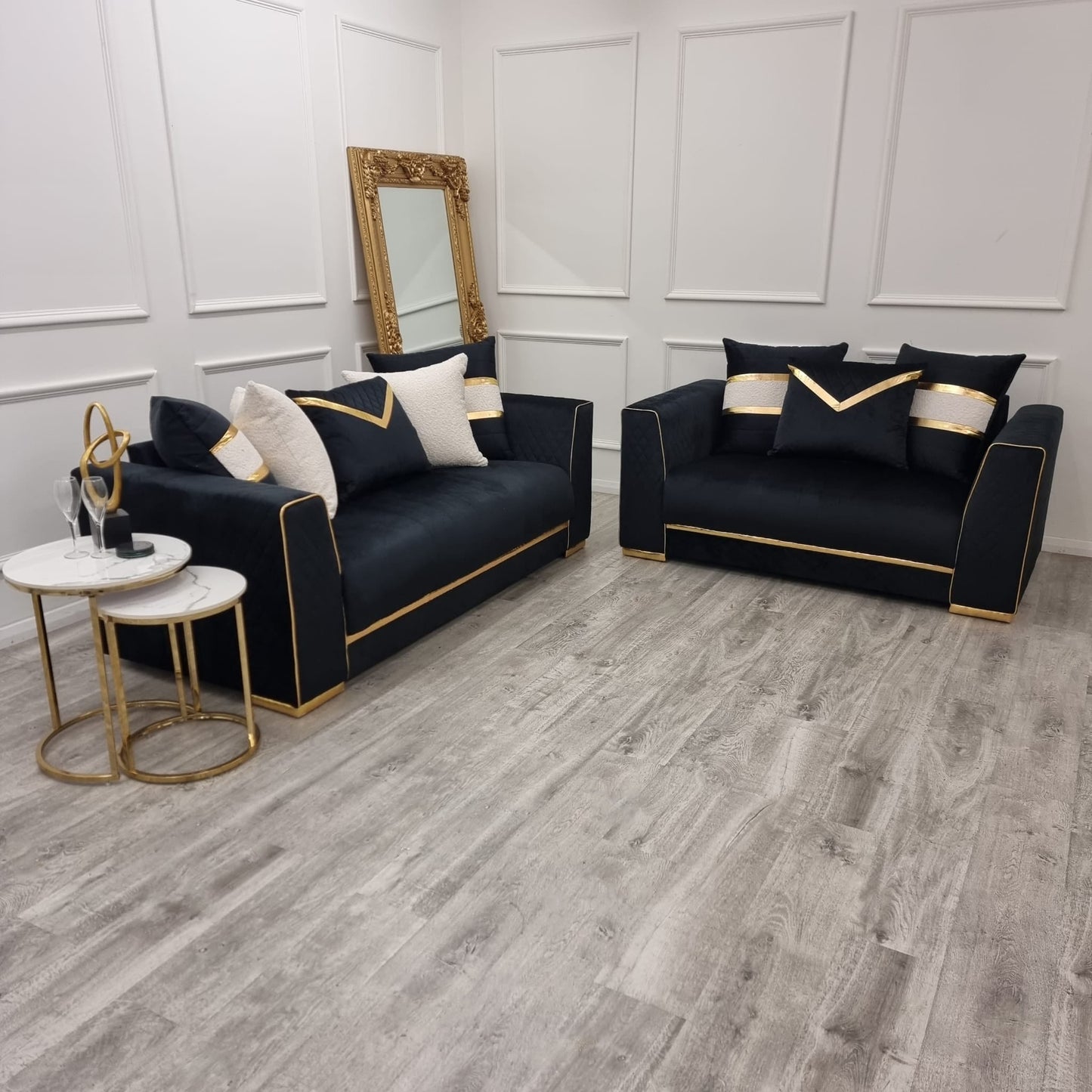 Empire 3 & 2 Seater Gold Sofa Set