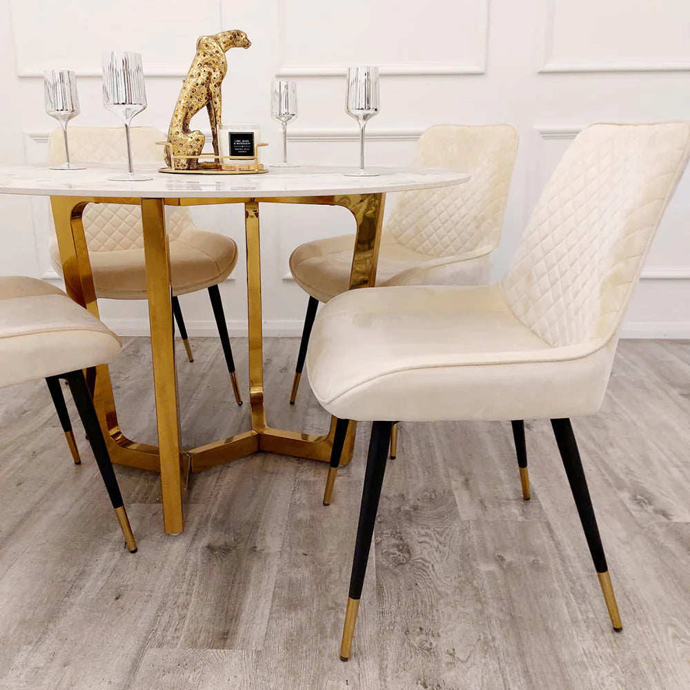 Lucia Gold 1.2 Round Dining Table with Sintered Stone Top